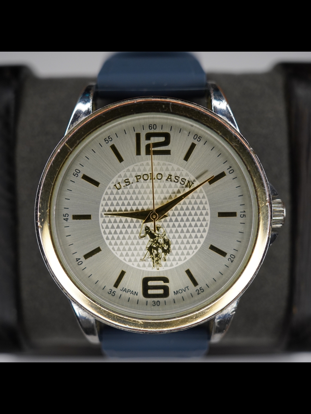 U.S. Polo Assn USC20149 Men's Quartz Watch Silver Dial Blue Rubber Band